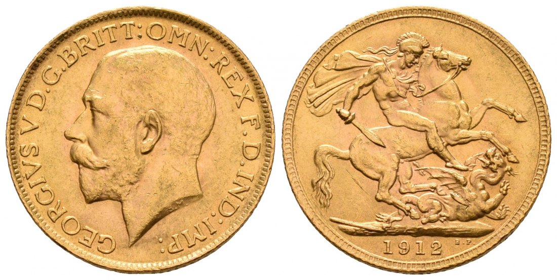 PEUS 4987 Grossbritannien 7,32 g Feingold. Georg V. (1910 - 1936) Sovereign GOLD 1912 Vorzüglich