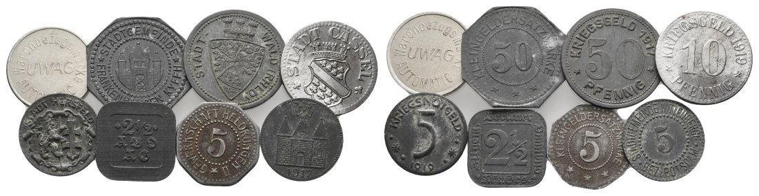  Notgeld diverser Städte, 8 Kleinmünzen   