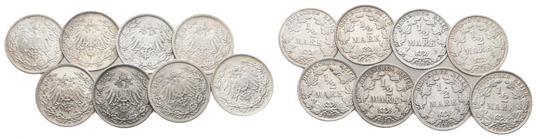  Kaiserreich, 8 Kleinmünzen   