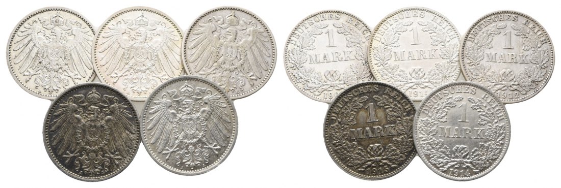  Kaiserreich, 5 Kleinmünzen   