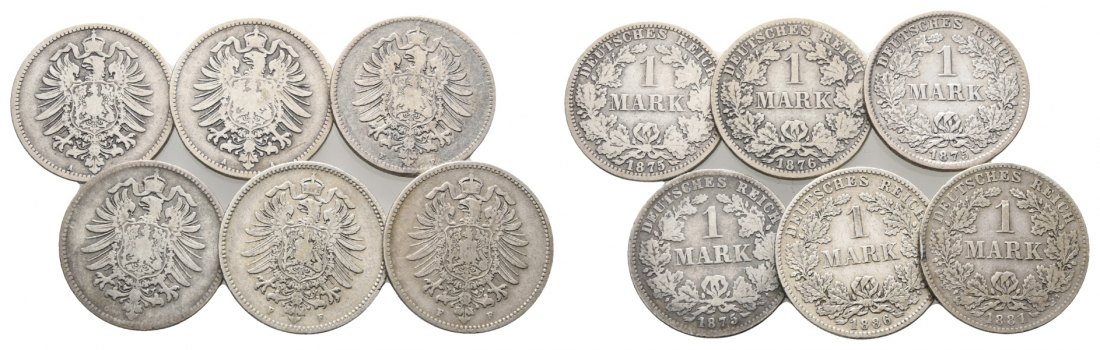  Kaiserreich, 6 Kleinmünzen   