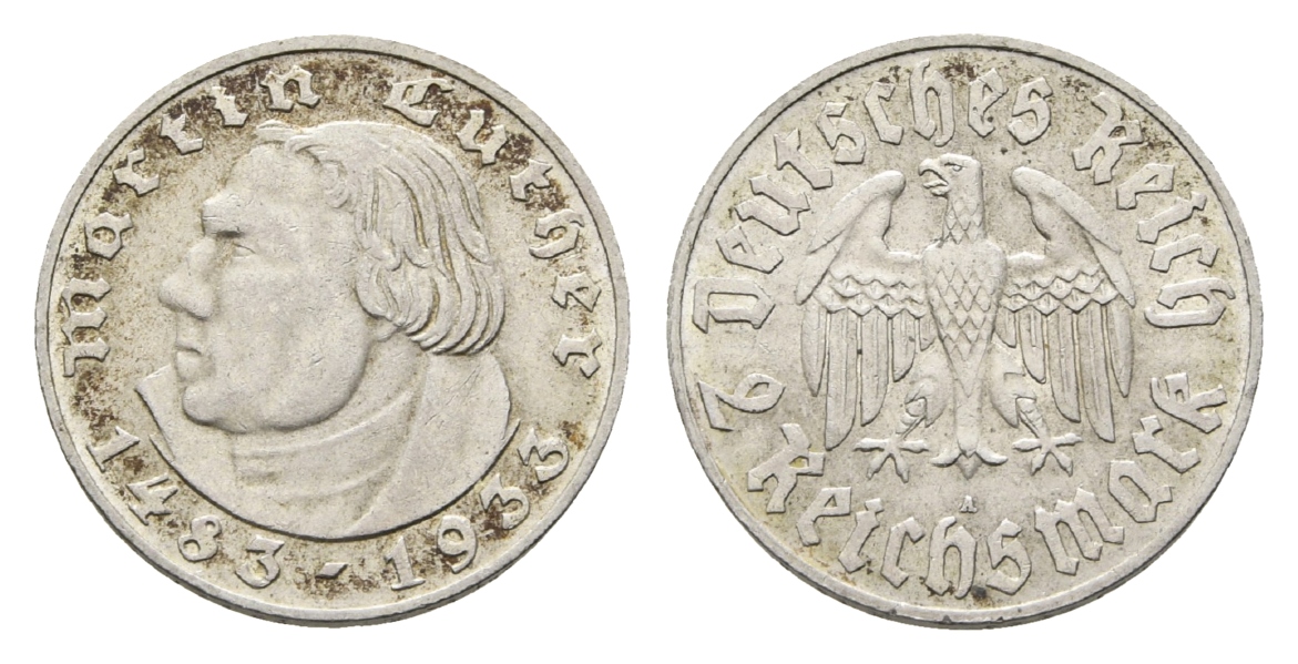  Drittes Reich, Martin Luther, 2 Reichsmark   