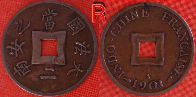  * FRANCE (1887-1902): INDOCHINA ★ 2 SAPEQUE 1901A UNCOMMON ERROR! LOW START ★ NO RESERVE!   