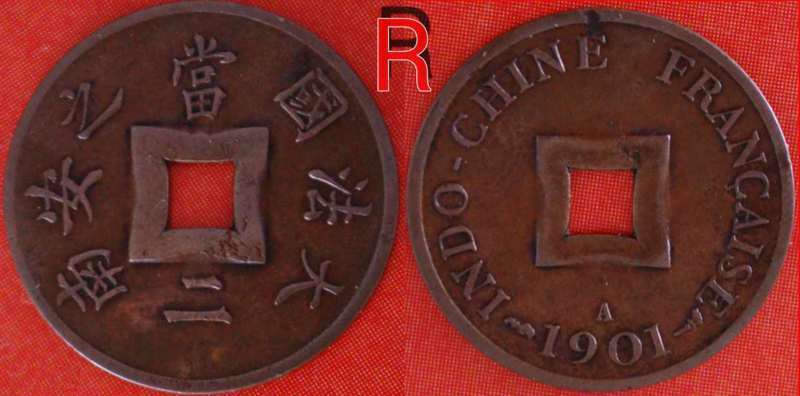  Ⰶ FRANKREICH (1887-1902): INDOCHINA ★ 2 SAPEQUE 1901A UNGEWÖHNLICH FEHLER! OHNE VORBEHALT!   