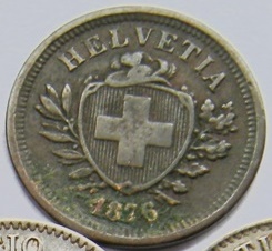  Schweiz, 1 Rappen 1876 B   