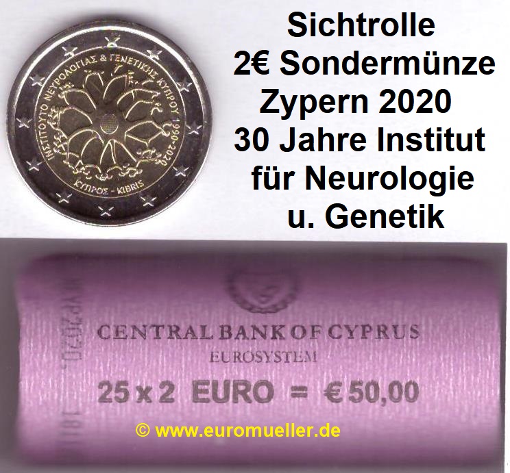 Zypern Rolle...2 Euro Gedenkmünze 2020...Institut   