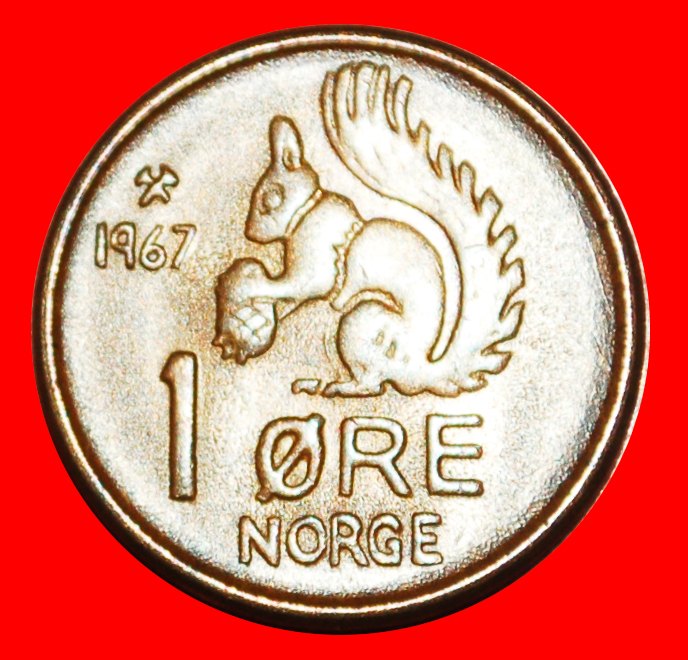  • EICHHÖRNCHEN (1958-1972): NORWEGEN ★ 1 OERE 1967! OHNE VORBEHALT!   