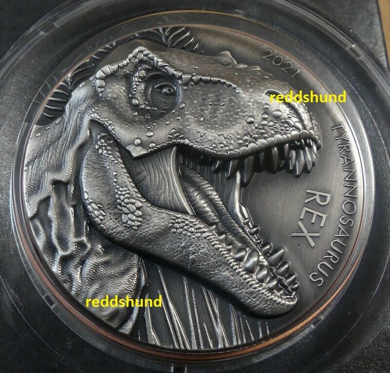  Tyrannosaurus Rex - T-Rex 10 Vatu 2021 Vanuatu Bi-Metall Kupfer/Silber 60mm   