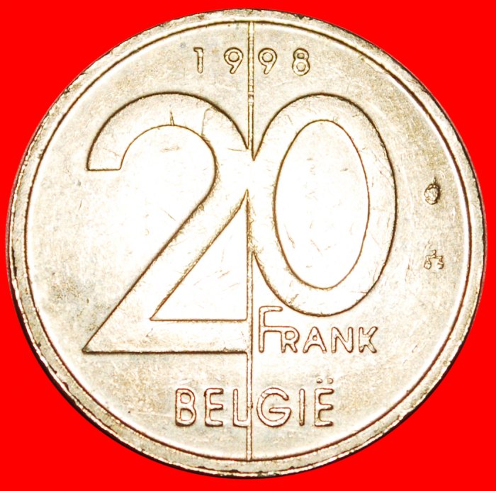  • HOLLÄNDISCH LEGENDE (1994-2001): BELGIEN ★ 20 FRANKEN 1998 STEMPELDREHUNG 180°! OHNE VORBEHALT!   