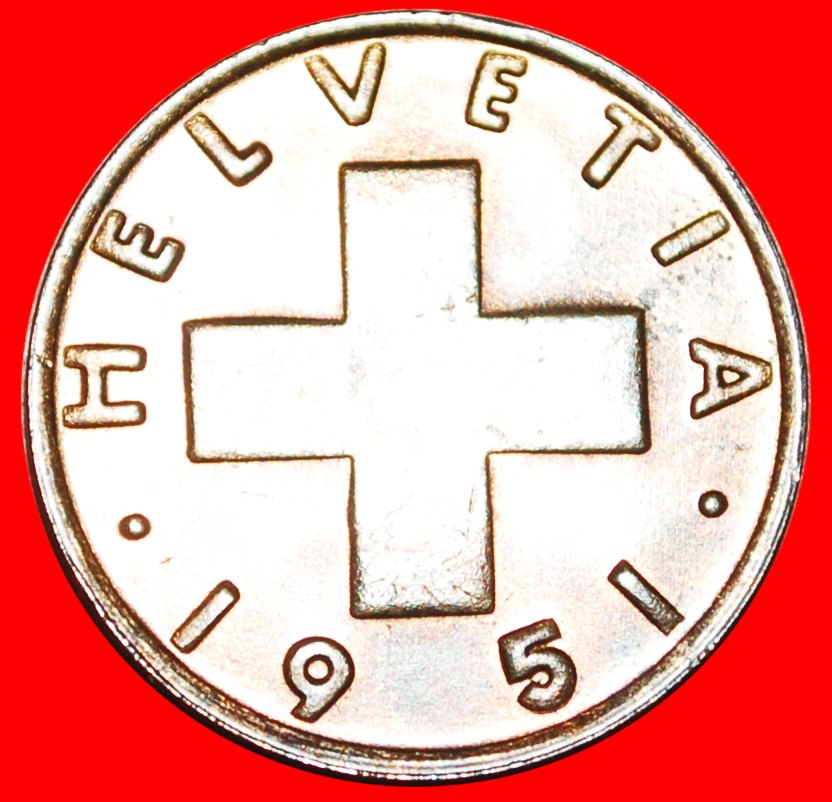 • OAT SPRIG (1948-1974): SWITZERLAND ★ 2 RAPPEN 1951 MINT LUSTER! LOW START! ★ NO RESERVE!