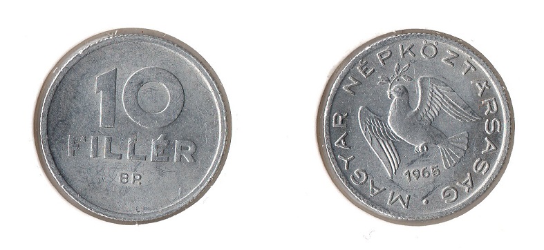  VR Ungarn (1949-1989) 10 Filler 1965 BP.(Alu)   
