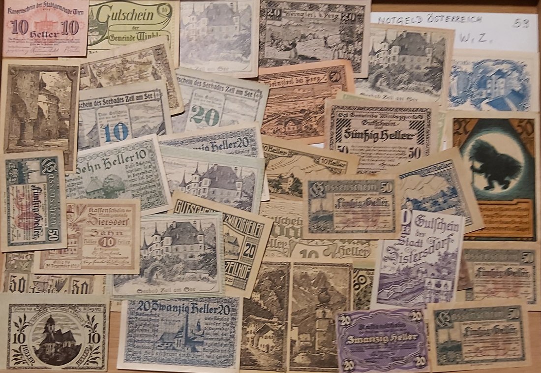  Österreich, Papiernotgeld - Städtenotgeld W, Z; 35 Stück   