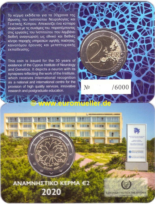 Zypern 2 Euro Gedenkmünze 2020...Institut...bu.   
