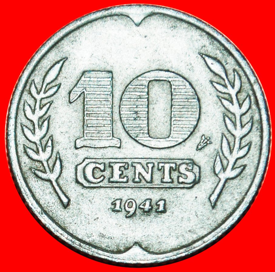  • OCCUPATION BY GERMANY (1941-1943): NETHERLANDS ★10 CENTS 1941★WILHELMINA (1890-1948)★NO RESERVE!   