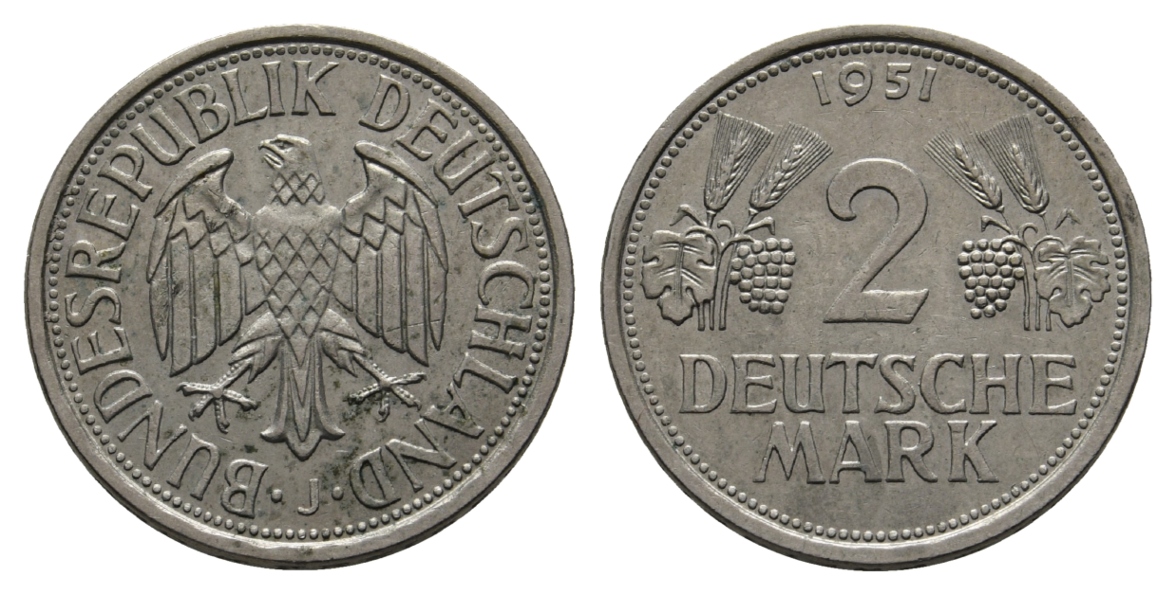  Deutschland; 2 Mark 1951 J   