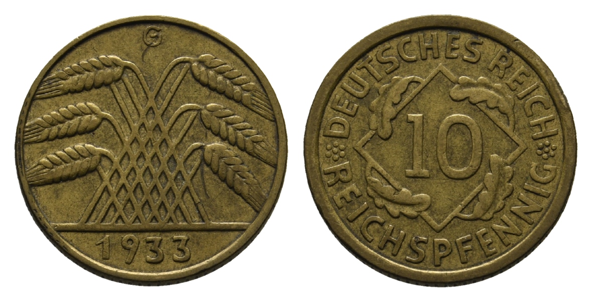  Deutsches Reich; 10 Reichspfennig 1933   
