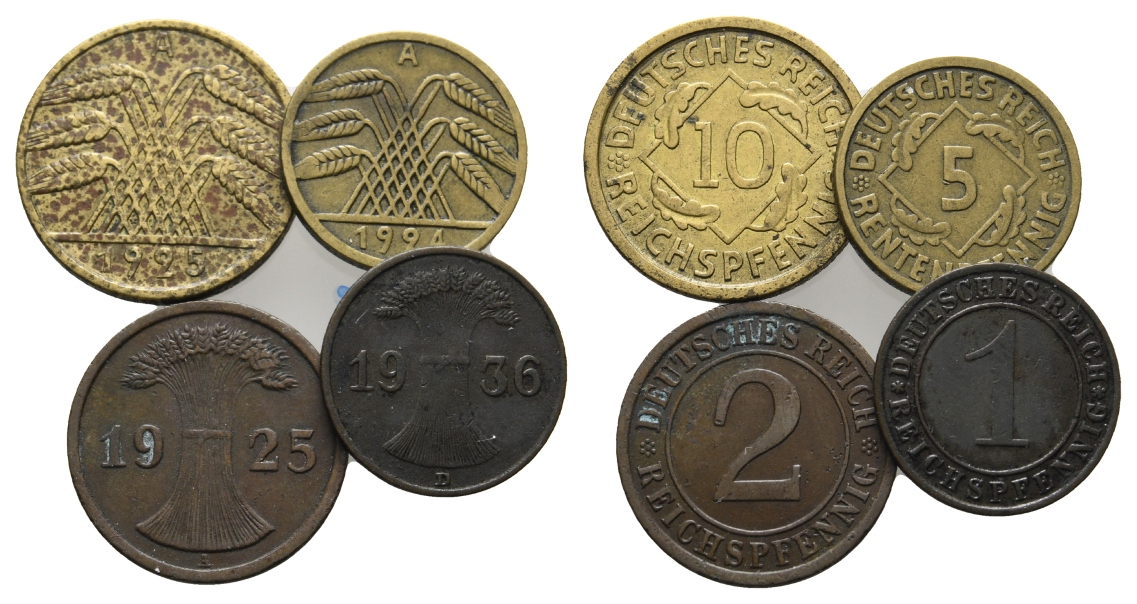  Deutsches Reich; 4 Kleinmünzen   