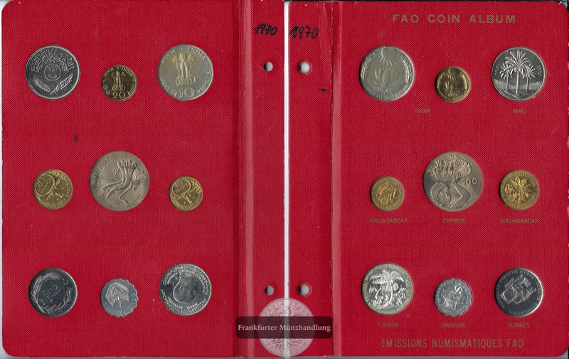  1970  F.A.O.  Coin Album (1 Page)  FM-Frankfurt    Feinsilber: 15g + 12,24g = 27,24g   