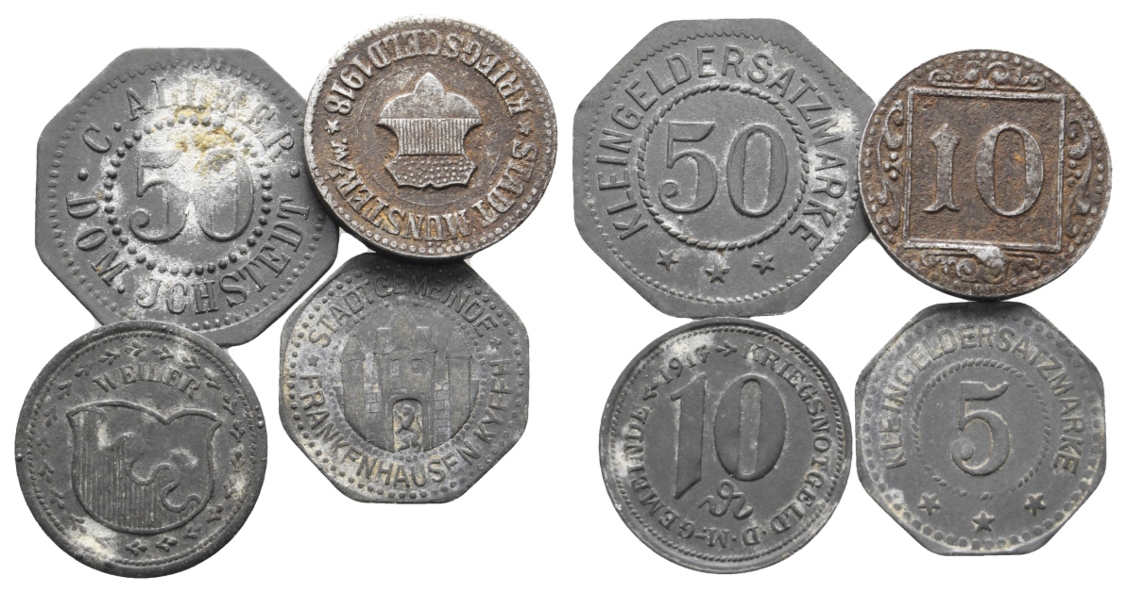  Weimarer Republik; Städtenotgeld, 4 Stück   