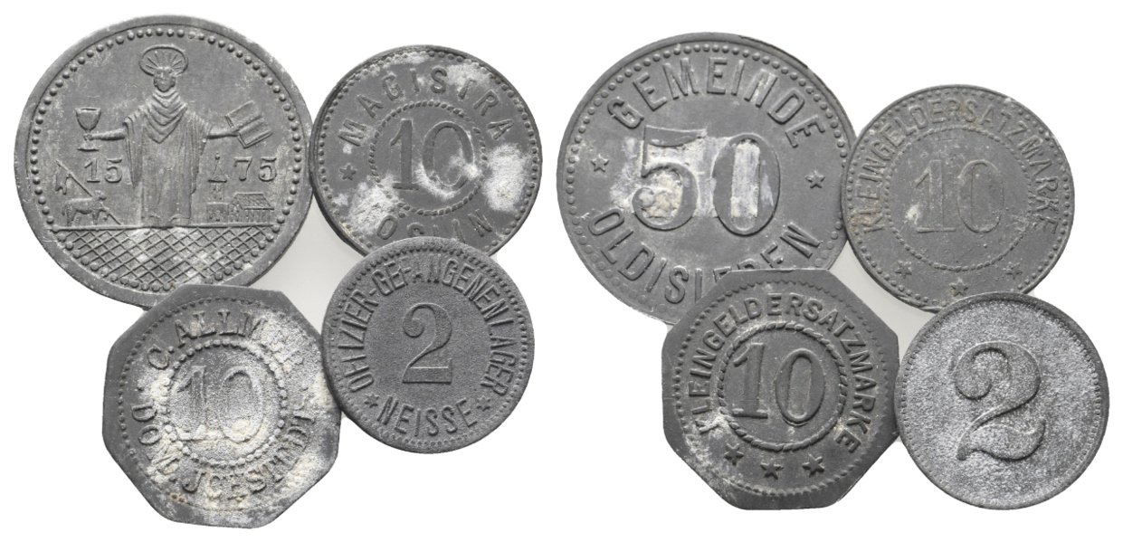  Weimarer Republik; Städtenotgeld, 4 Stück   