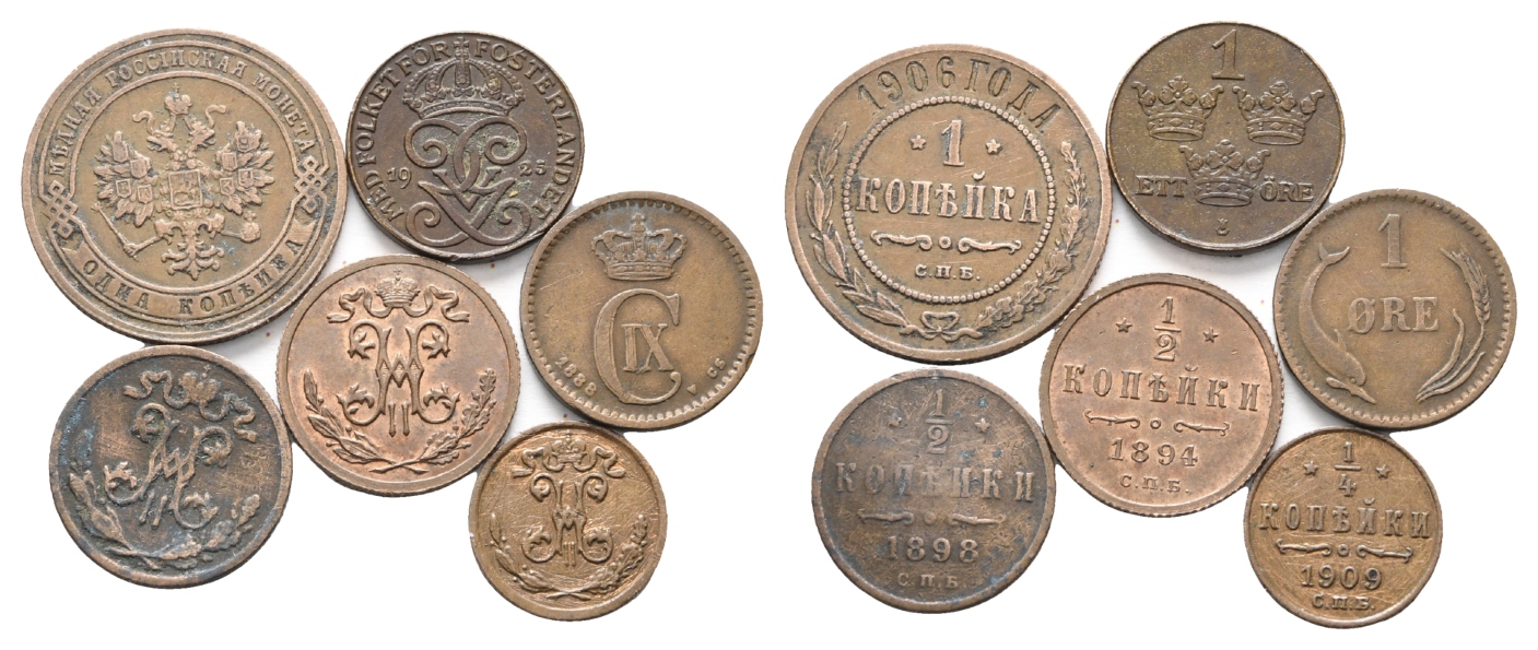  Ausland; 6 Stück Kleinmünzen   