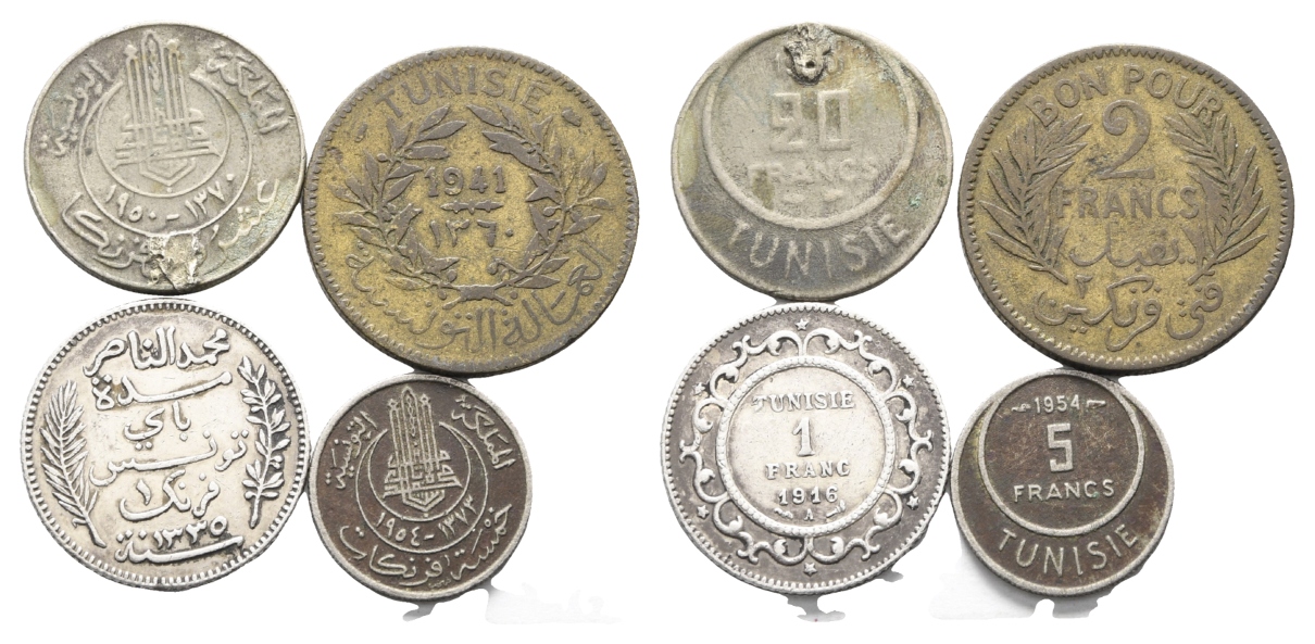  Tunesien; 4 Kleinmünzen   