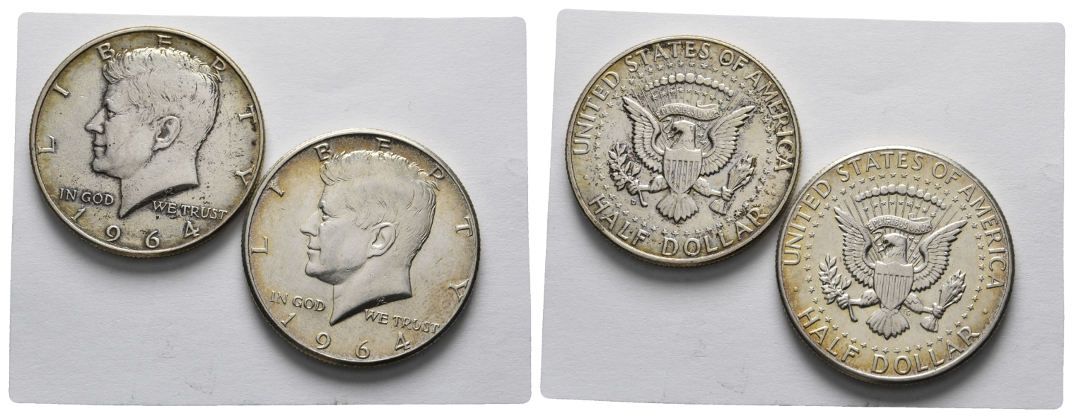 USA; 2 Stück Half Dollar, 1964   
