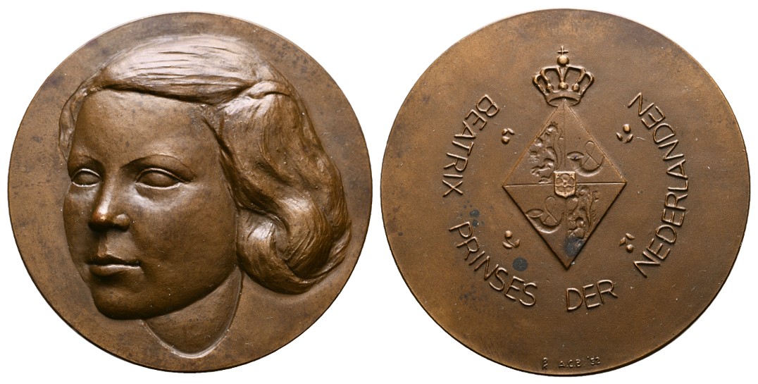  Linnartz Niederlande Bronzemedaille 1952 (P.K.) a. Prinzessin Beatrix vz-stgl Gewicht: 85,4g   