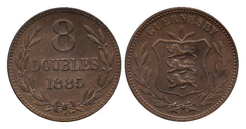  Guernsey 8 Doubles 1885 H Erhaltung   