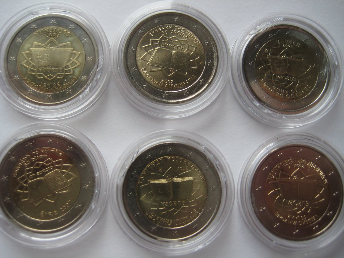  Alle 2€ Münzen der Gemeinschaftsausgabe Römische Verträge   