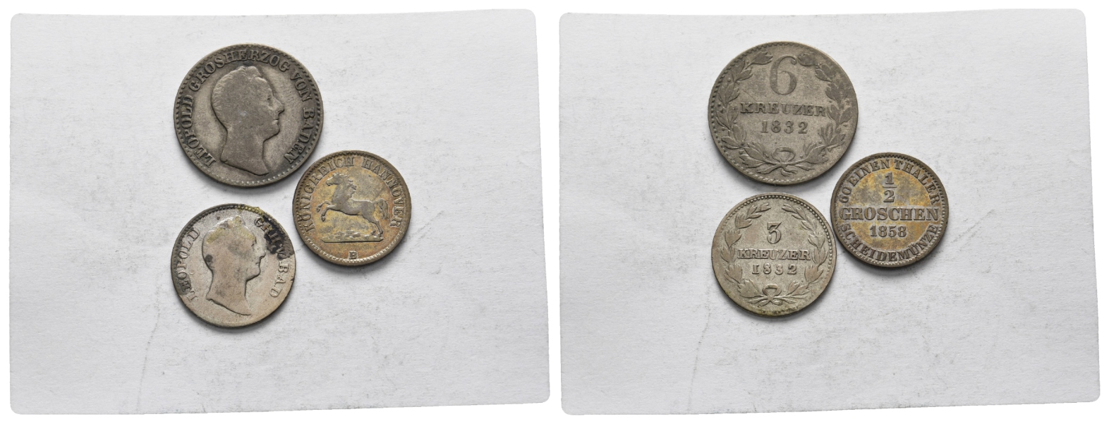  Altdeutschland; 3 Kleinmünzen 1832/58   