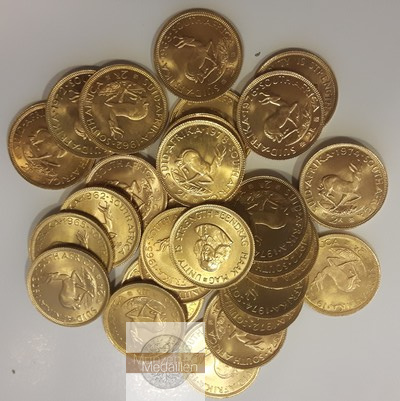 Süd-Afrika MM-Frankfurt   Feingewicht: 109,83g Gold 15 x 2 Rand verschiedene 