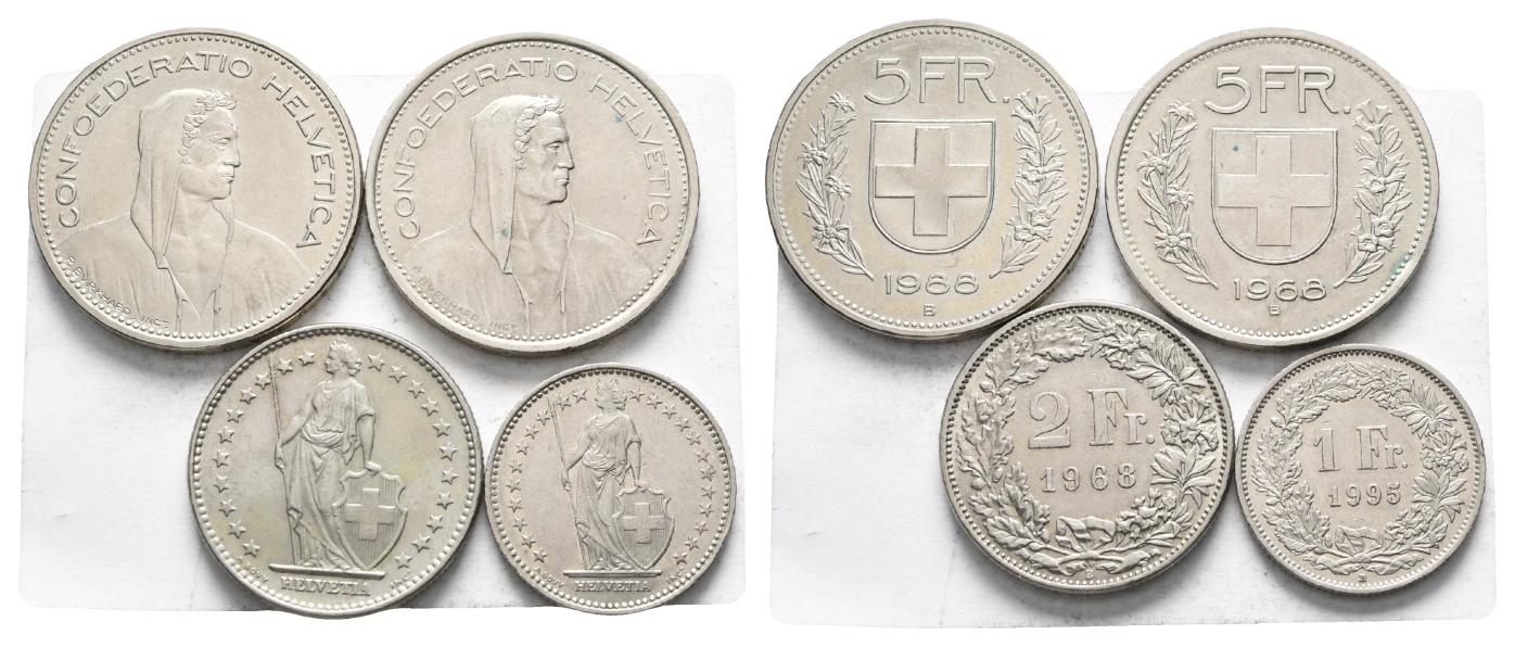  Schweiz; 4 Stück  Münzen 1968-95   