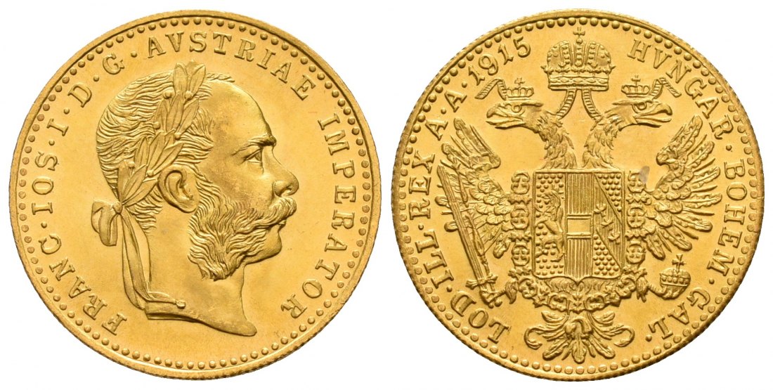 PEUS 5205 Österreich 3,44 g Feingold. Franz Joseph I. (1848 - 1916) 1 Dukat (off.NP) GOLD 1915 Stempelglanz
