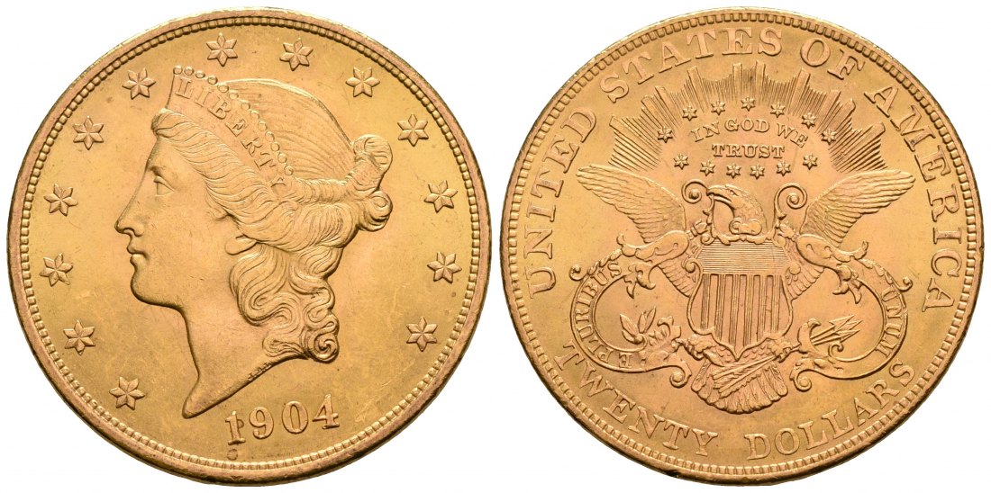 PEUS 5207 USA 30,1 g Feingold. Coronet Head 20 Dollars GOLD 1904 Vorzüglich