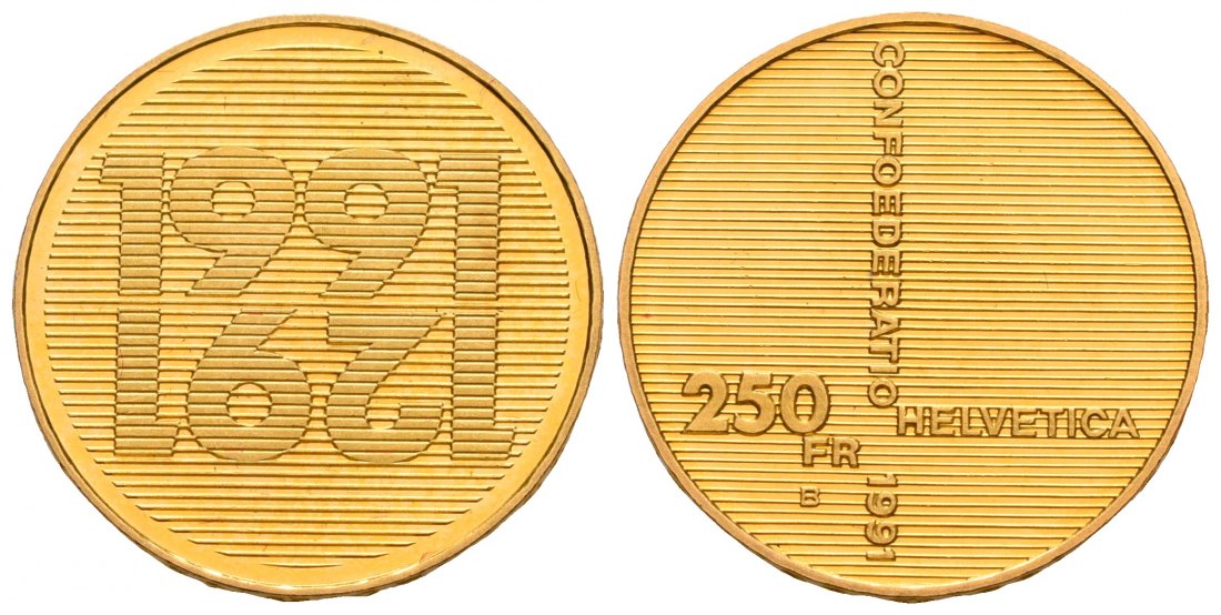 PEUS 5225 Schweiz 7,2 g Feingold. 700 Jahre Eidgenossenschaft 250 Franken GOLD 1991 Fast Stempelglanz