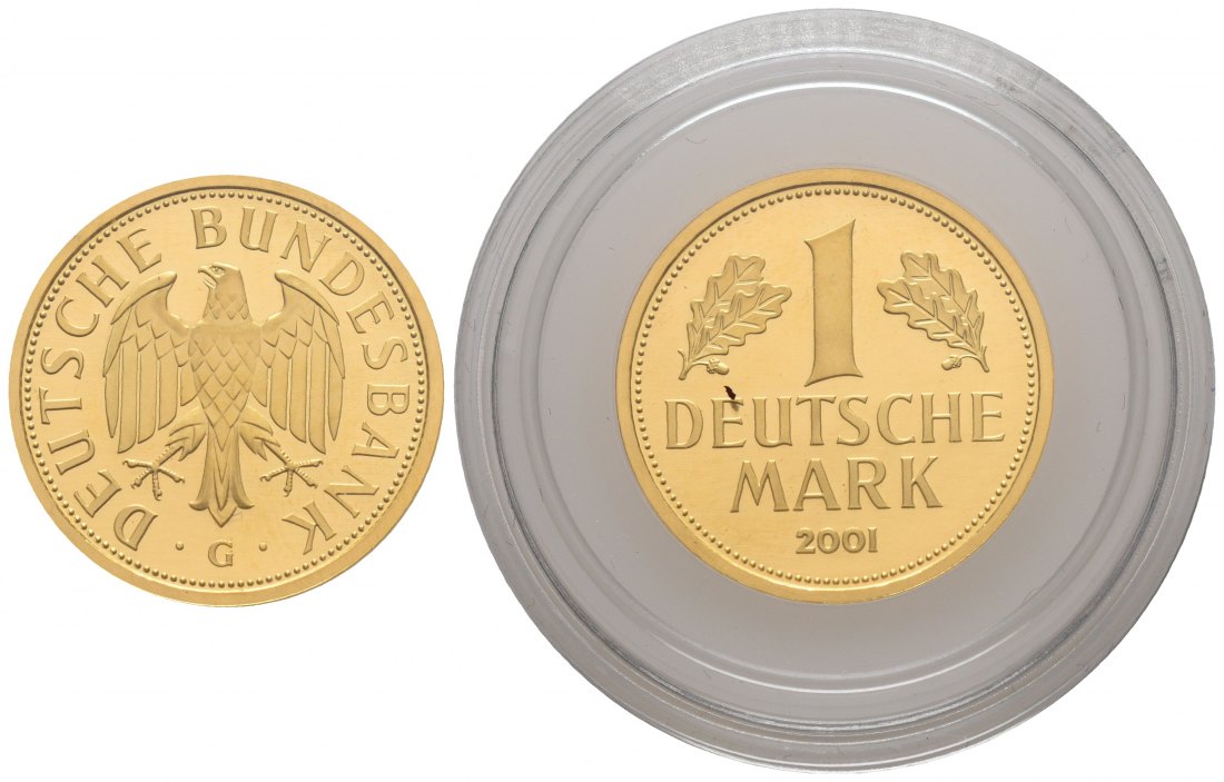 PEUS 5248 BRD 12 g Feingold. 1 Mark GOLD 2001 G Karlsruhe Stempelglanz (Originalkapsel)