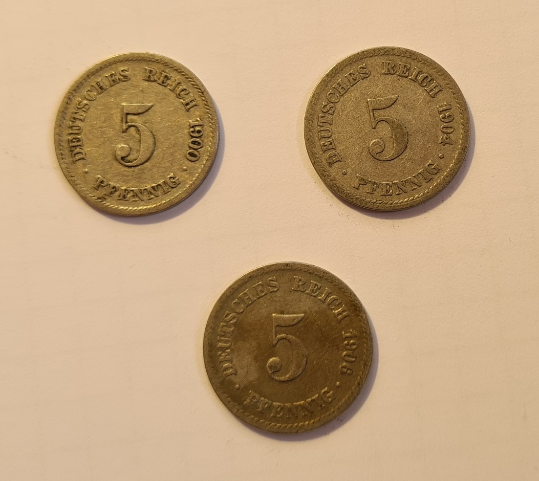  Lot 3x 5 Pfennig   