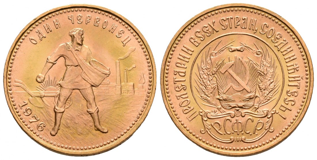 PEUS 5216 Russland 7,74 g Feingold. Tscherwonez 10 Rubel GOLD 1976 Kl. Kratzer, fast Stempelglanz