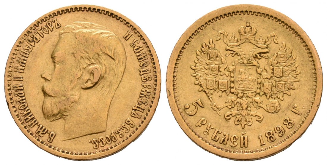 PEUS 5220 Russland 3,87 g Feingold. Zar Nikolaus II. (1894 - 1917) 5 Rubel GOLD 1898 АГ Sehr schön