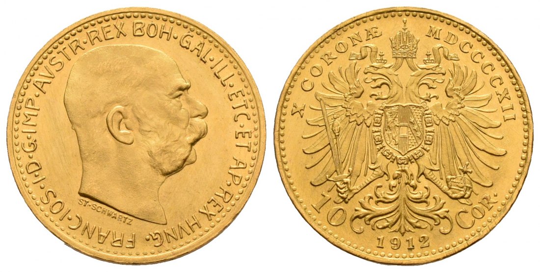 PEUS 5236 Österreich 3,05 g Feingold. Franz Joseph I. (1848 - 1916) 10 Kronen GOLD 1912 (off. NP) Stempelglanz