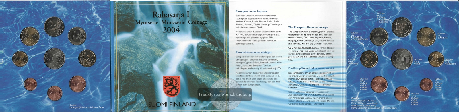  Finnland Rahasarja I Myntserie Coinage 2004 Euro-Kursmünzensatz EU-Erweiterung  FM-Frankfurt   