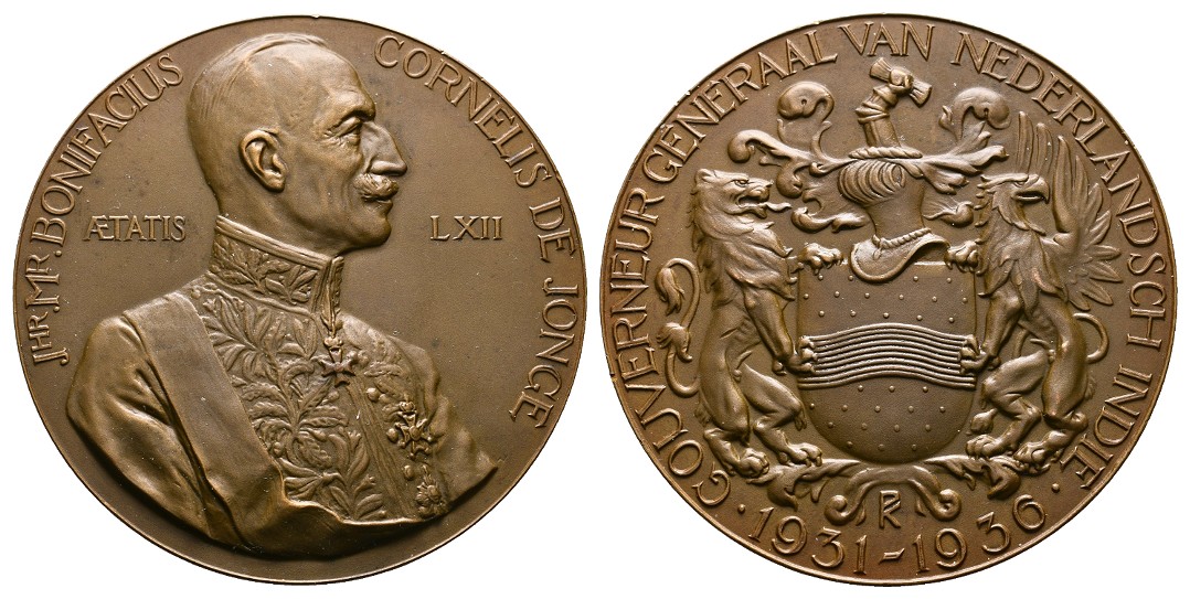  Linnartz Niederländisch Indien Bronzemedaille 1936 Bonifacius Cornelis de Jonge vz+ Gewicht: 77,1g   