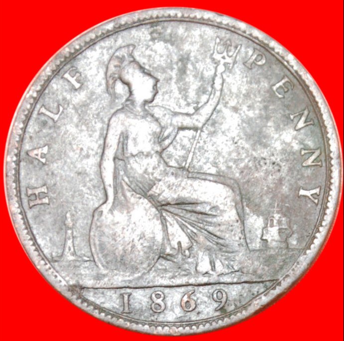  * MISTRESS OF THE SEAS: UNITED KINGDOM ★ HALF PENNY 1869 SHIP ★ KEY DATE! LOW START ★ NO RESERVE!   