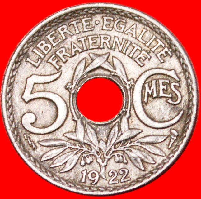  * BLITZ ★ FRANKREICH ★ 5 CENTIMES 1922! SELTEN IN UNGEMEINSAMEM ZUSTAND! OHNE VORBEHALT!   