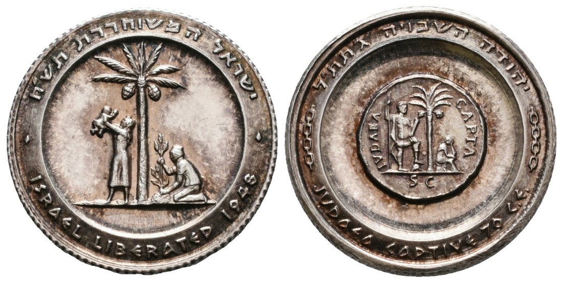 PEUS 5271 Israel 3,49 g rau / 19,5 mm. Befreiung Israels Medaille SILBER 1948 Fast Stempelglanz