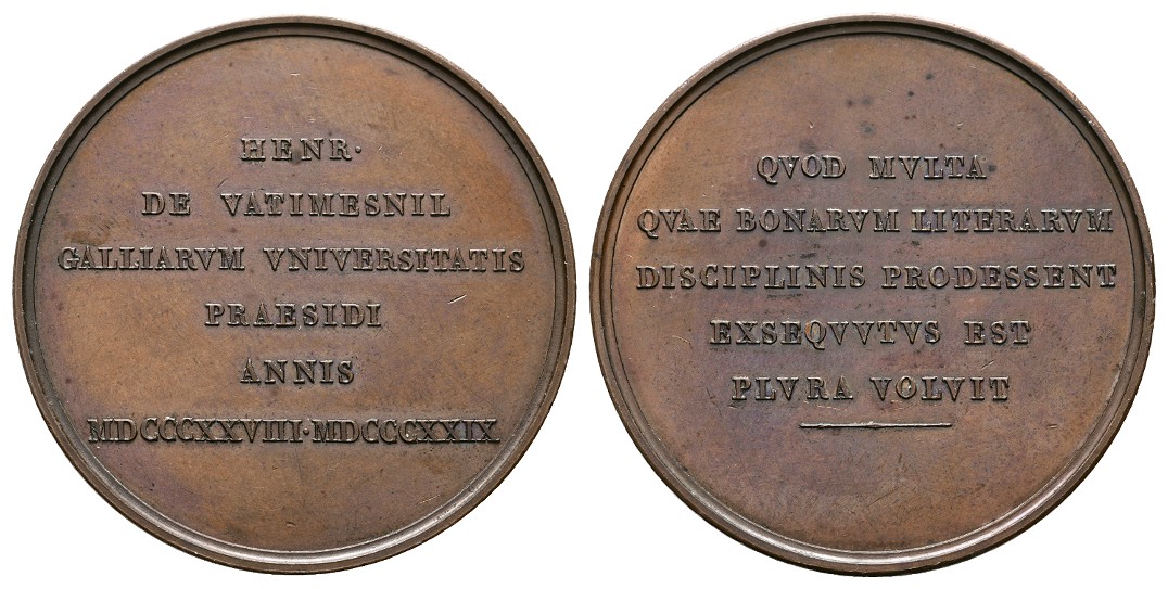  Linnartz Frankreich Bronzemedaille 1829 a. Antoine Francois Henri Lefebvre vz Gewicht: 51,4g   