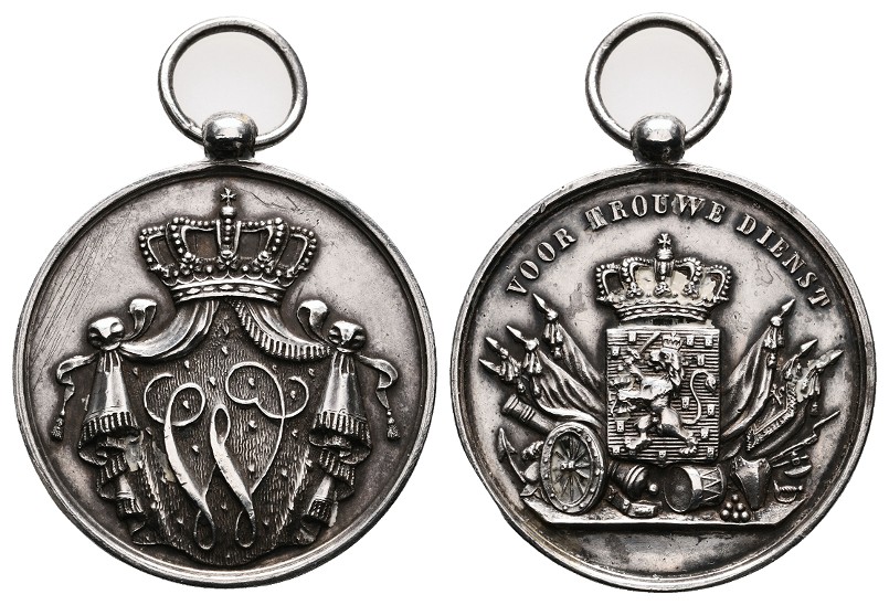  Linnartz Niederlande tragbare Silberne Ehrenmedaille o.J. für treue Dienste fvz Gewicht: 21,9g   