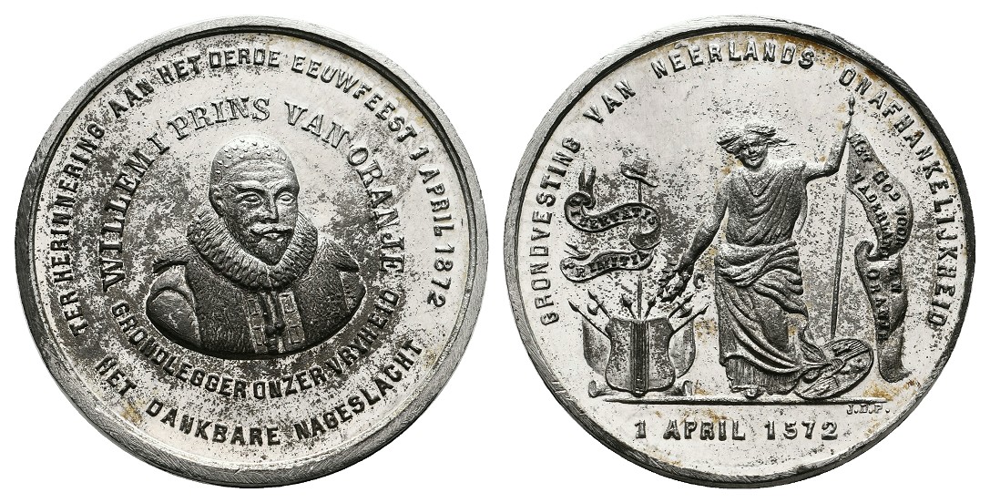  Linnartz Niederlande Wilhelm I. Zinnmedaille 1872 (JDP) a.d.300 Jahrfeier ss/vz Gewicht: 15,8g   