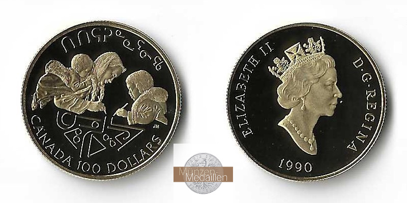 Kanada  100 Dollar MM-Frankfurt Feingold: 7,78g Literacy 1990 